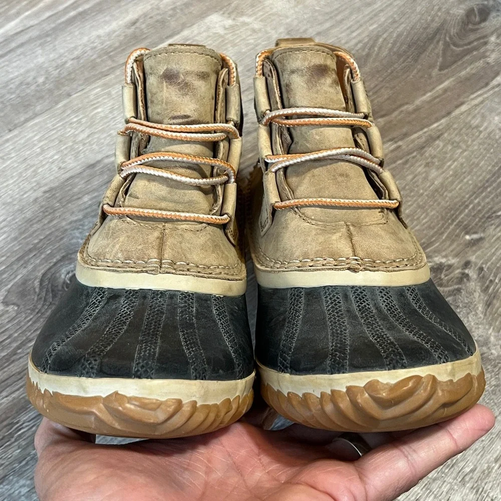 Sorel Out N About Women 7.5 Tan Black Waterproof Rain Duck Boots NL2133-286